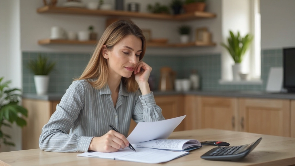 Планирование месячного бюджета семьи за столом с планировщиком